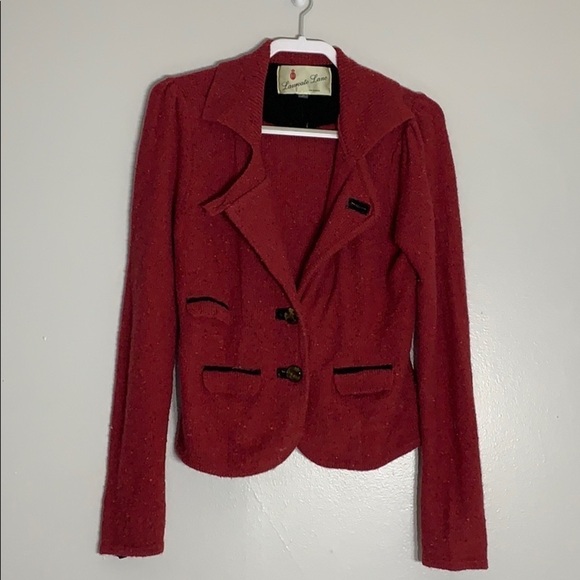 Anthropologie Laureate Lane Original Maroon Wool blazer jacket red medium - Picture 1 of 7